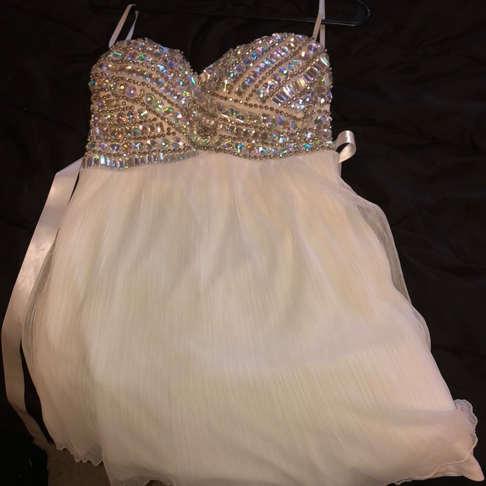Strapless White dazzle jewel dress